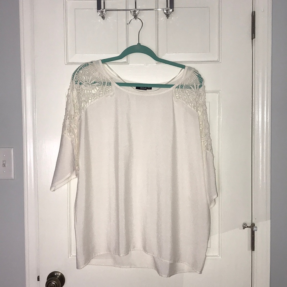 a.n.a. XL Lace shoulder Dolman Top